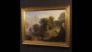 Antico dipinto italiano paesaggio firmato C. Piacenza e datato 1855